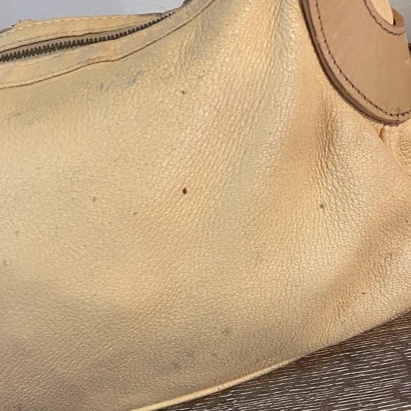 Escada Exotics Cream Woven Leather Shoulder Bag Orange Lining 14.5x7x3.5 - Picture 7 of 16